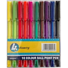 4 Stationery Colour Ballpoint Pens